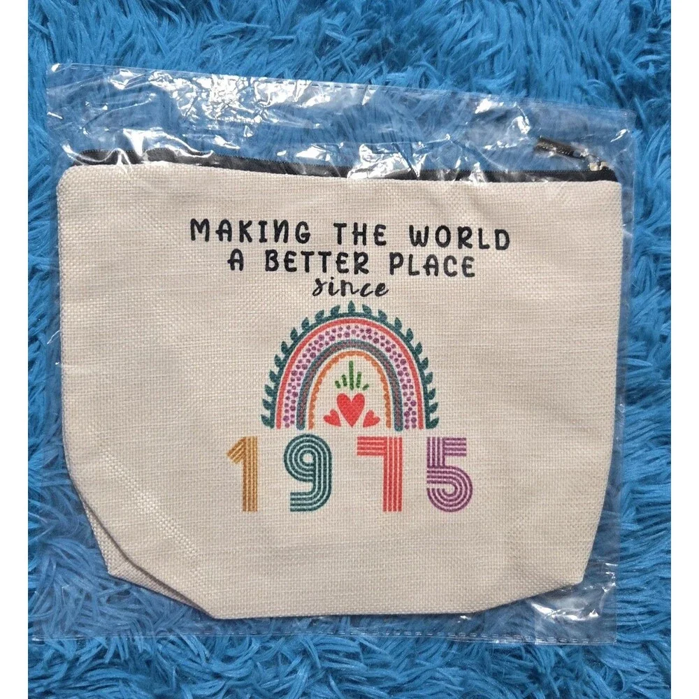 Making The World A Better Place Since 1975- New Zip Up Pouch Bag Cosmetic Pencil